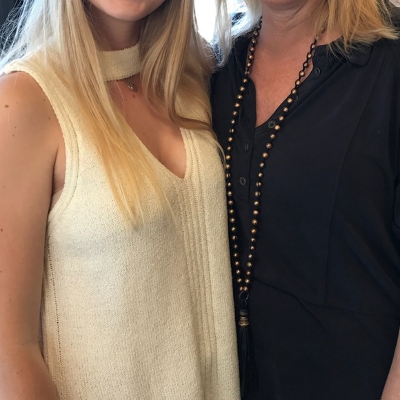 ASTR Knit Choker Neckline Keyhole Back XS Y2K Cream Longline Sweater Vest - Picture 3 of 13